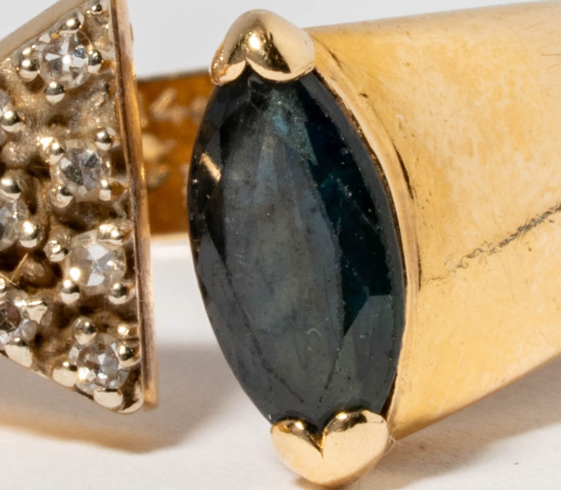 Two Israeli 14 Karat Yellow Gold, Diamond, & Sapphire Ring - 7