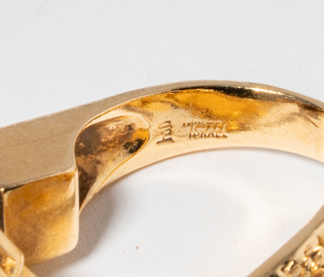 Two Israeli 14 Karat Yellow Gold, Diamond, & Sapphire Ring - 9