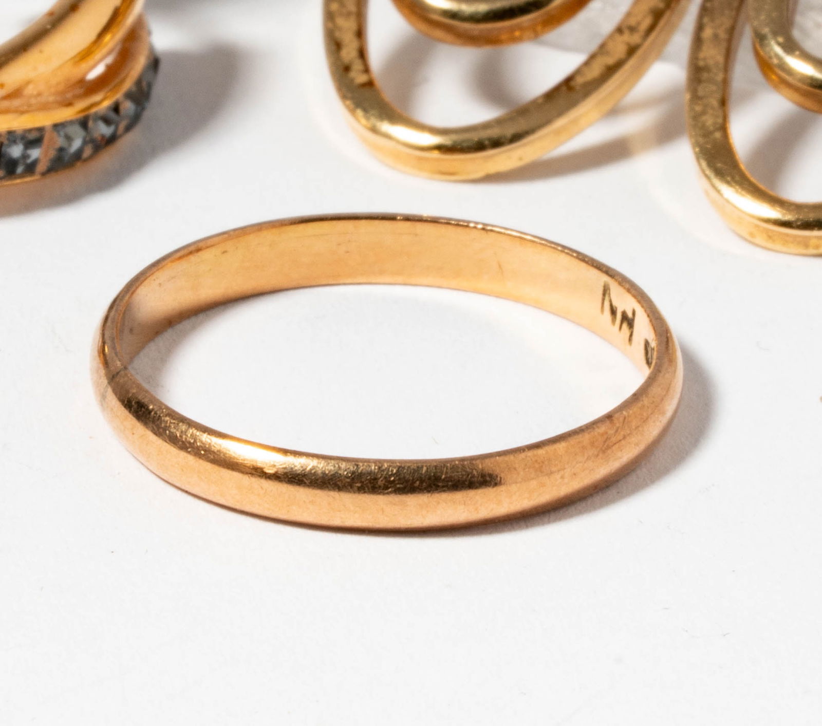 Pair of 14 Karat Yellow Gold & Diamond Earrings with ring - 3