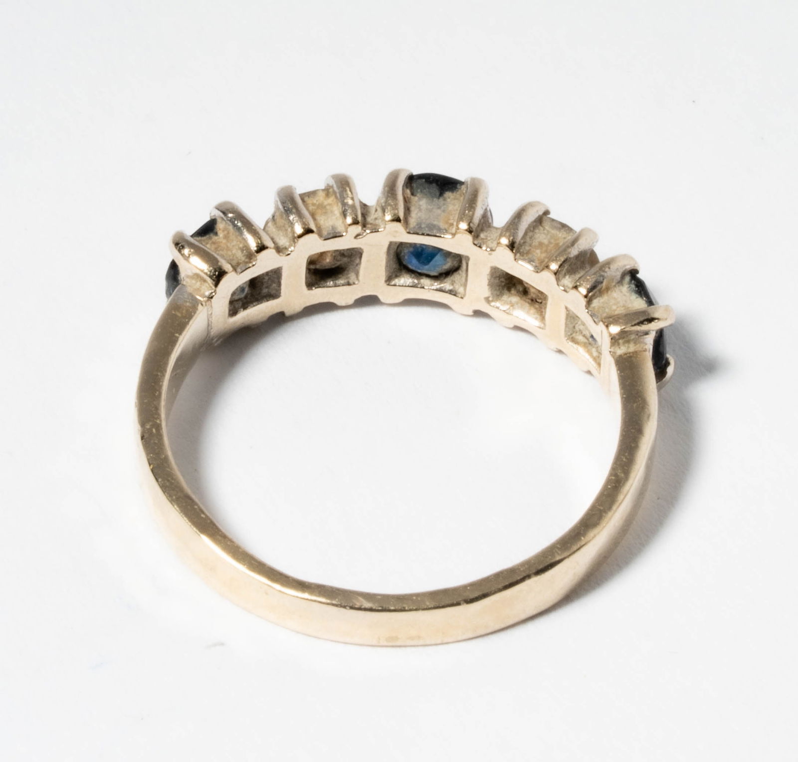 Pair of White Gold Diamond Earrings with Diamond and Sapphire Ring - 5