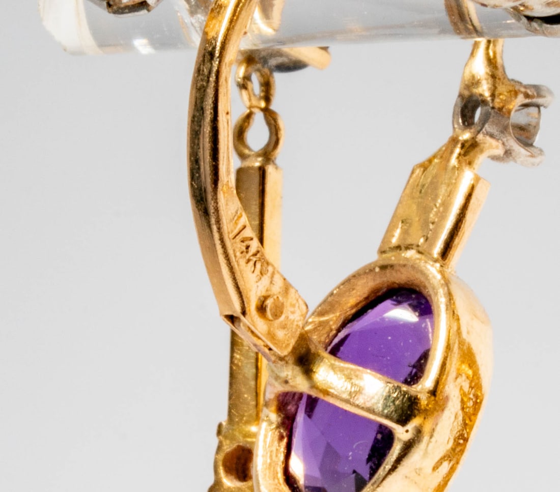 Two Pairs of Gold, Gem-set, & Diamond Earrings - 10