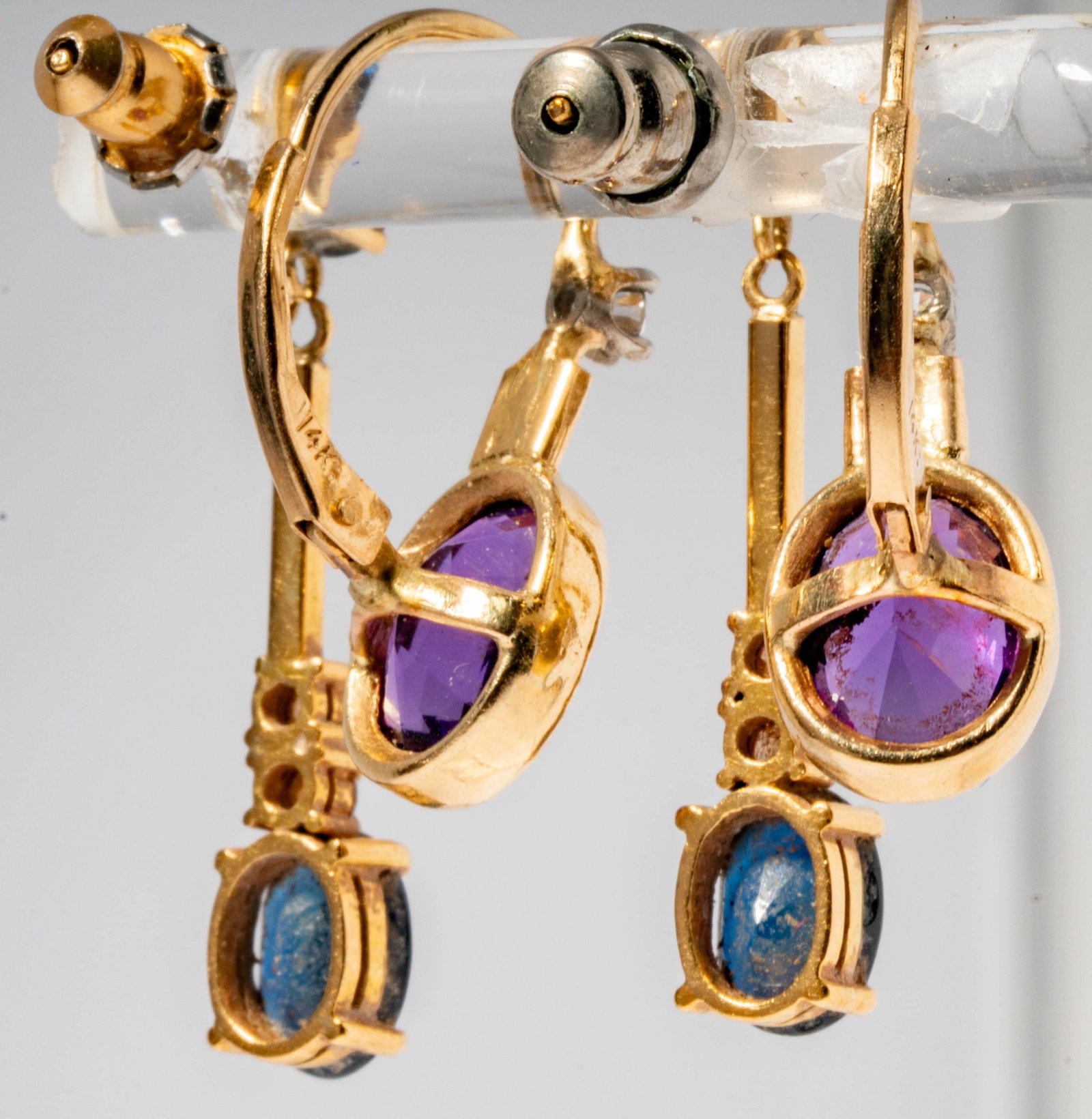 Two Pairs of Gold, Gem-set, & Diamond Earrings - 11