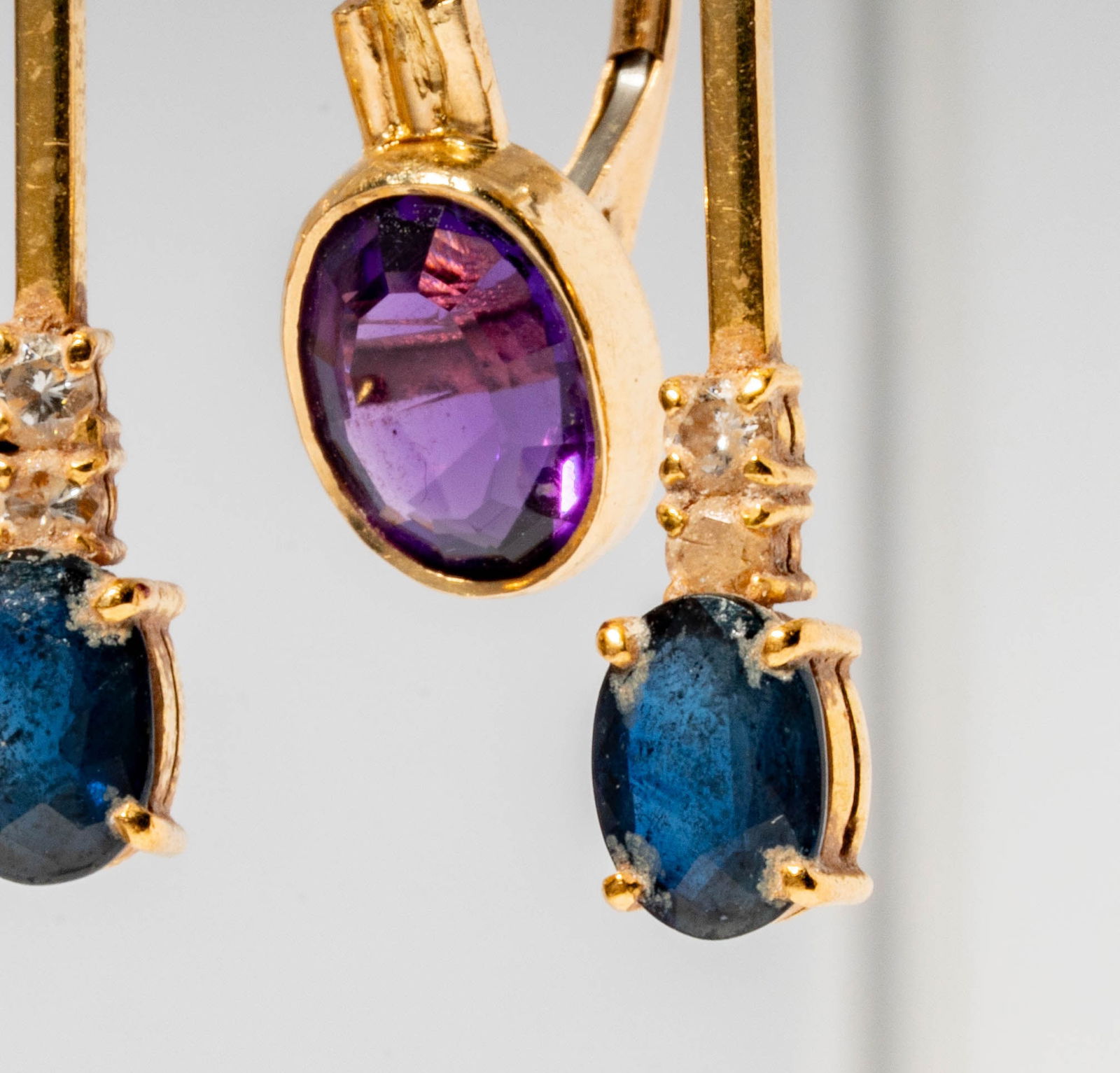 Two Pairs of Gold, Gem-set, & Diamond Earrings - 5