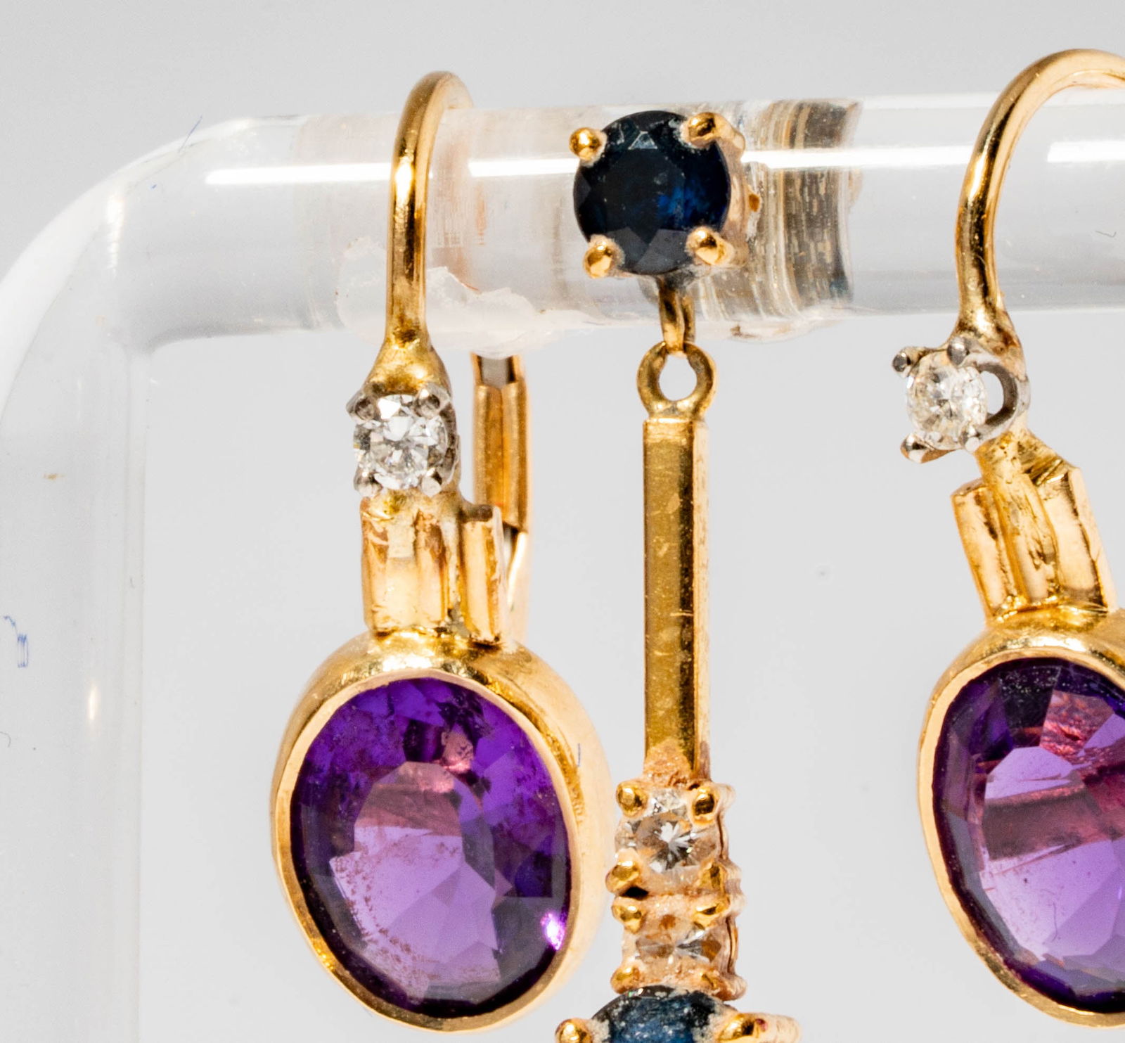 Two Pairs of Gold, Gem-set, & Diamond Earrings - 6