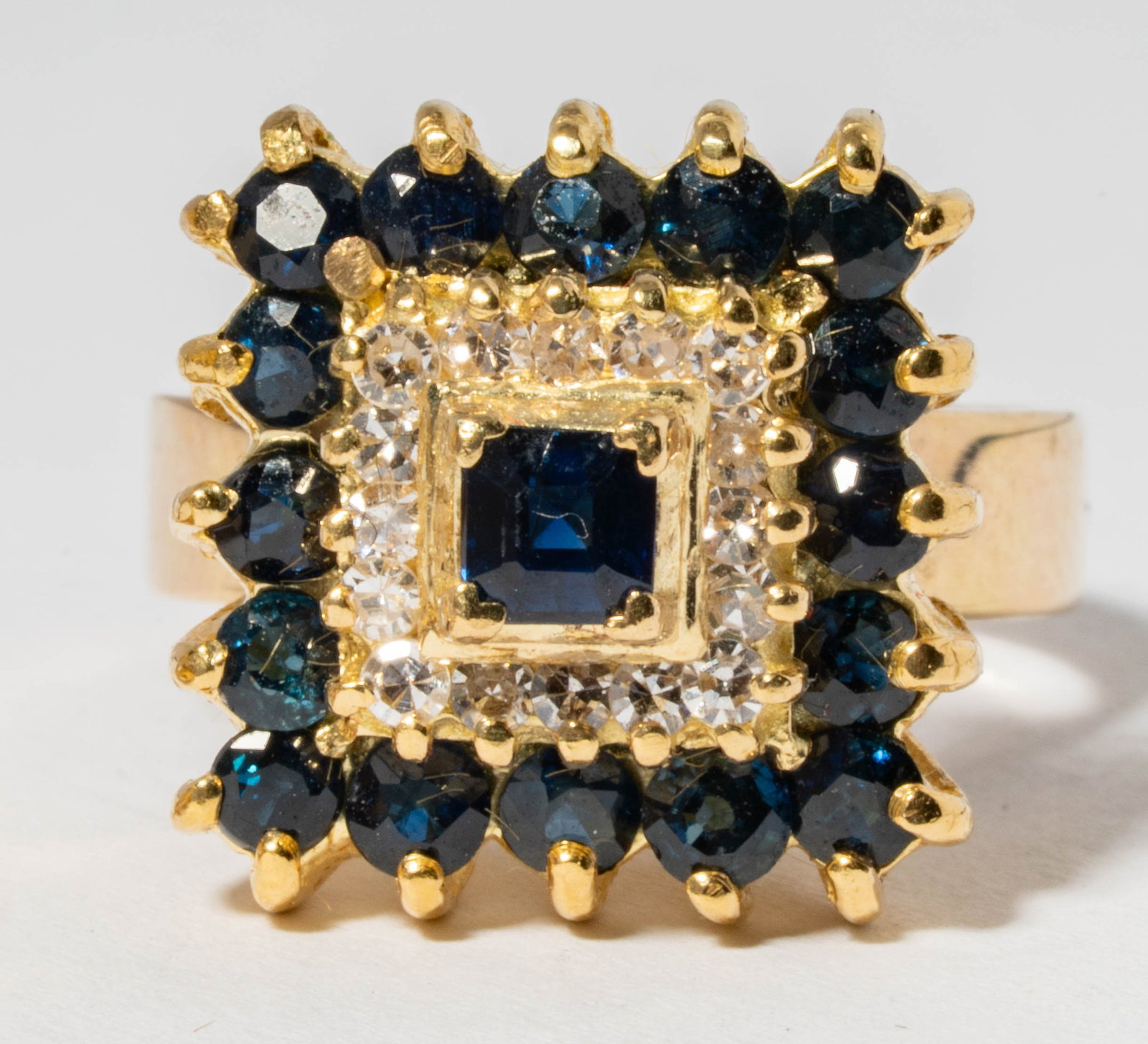 Two 14 Karat Yellow Gold, Diamond, Sapphire, and Ruby Rings - 4