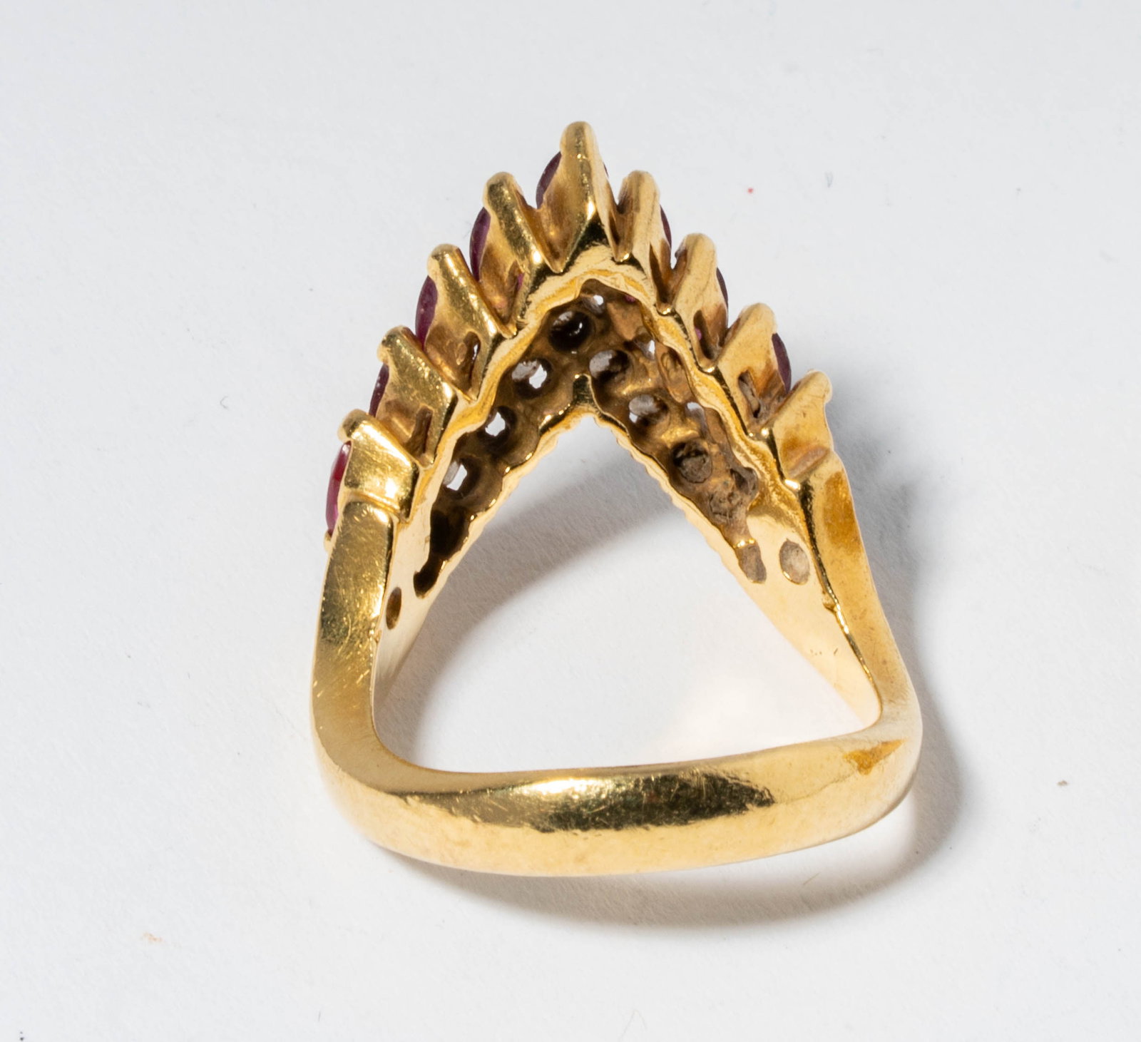 Two 14 Karat Yellow Gold, Diamond, Sapphire, and Ruby Rings - 6