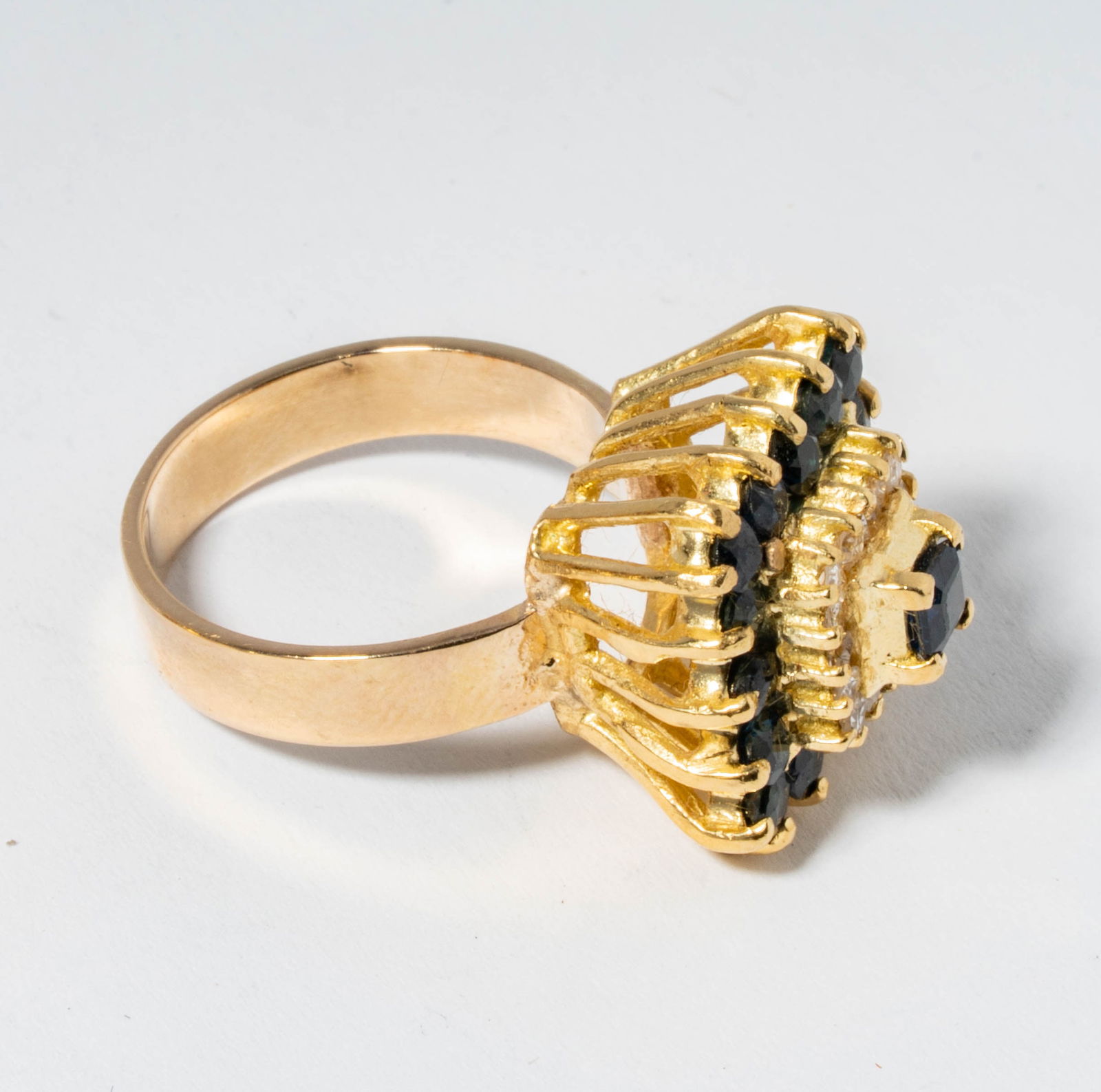 Two 14 Karat Yellow Gold, Diamond, Sapphire, and Ruby Rings - 7