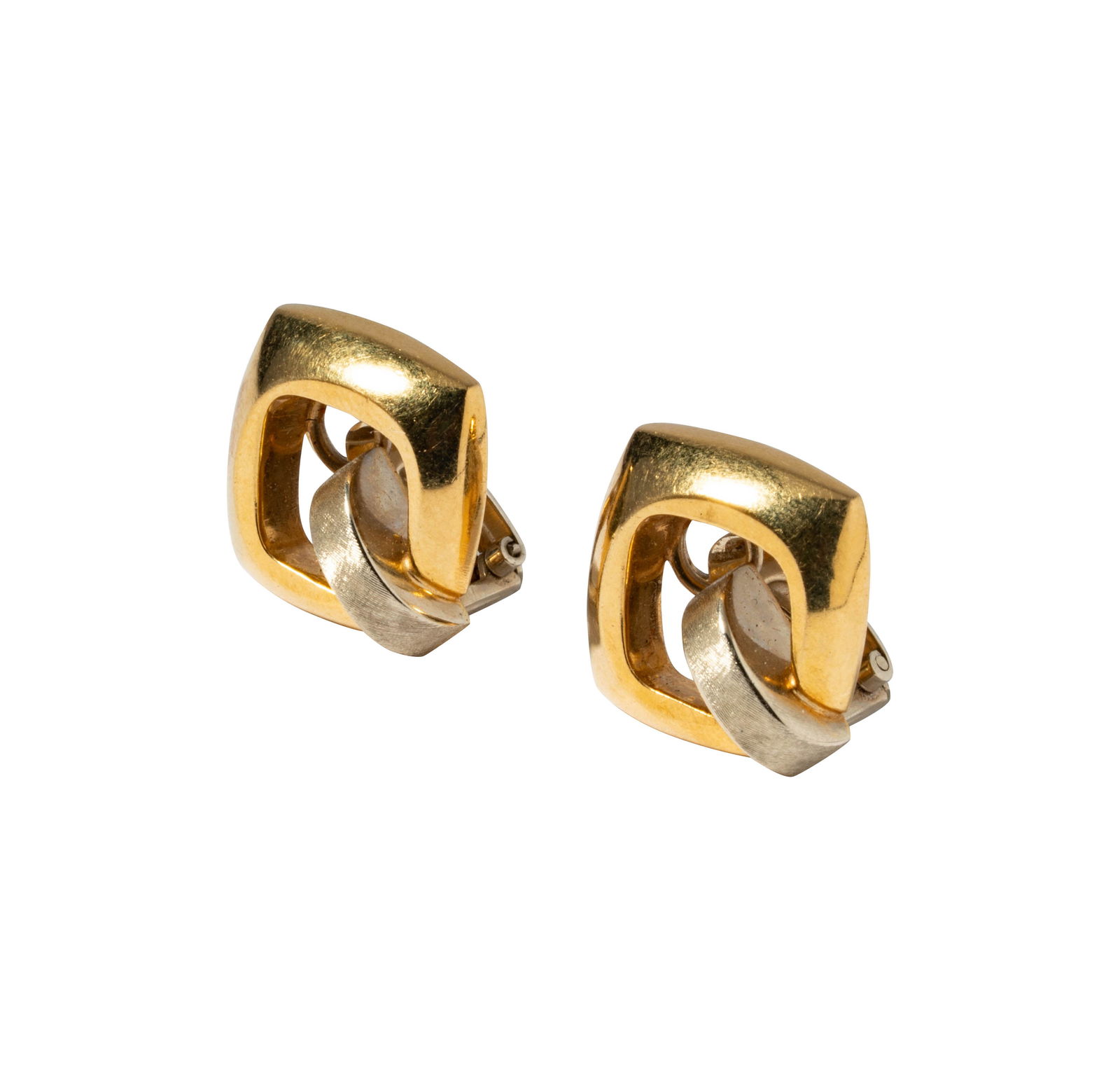 Pair of 18 Karat Gold Earrings: Including one pair of clip-on earrings measuring 20.04mm tall, and weighing 9.4 grams;