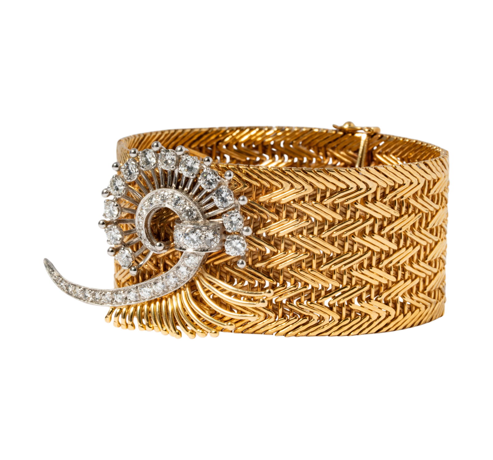 18 Karat Yellow Gold, Platinum, & Diamond Bracelet (1 of 9)