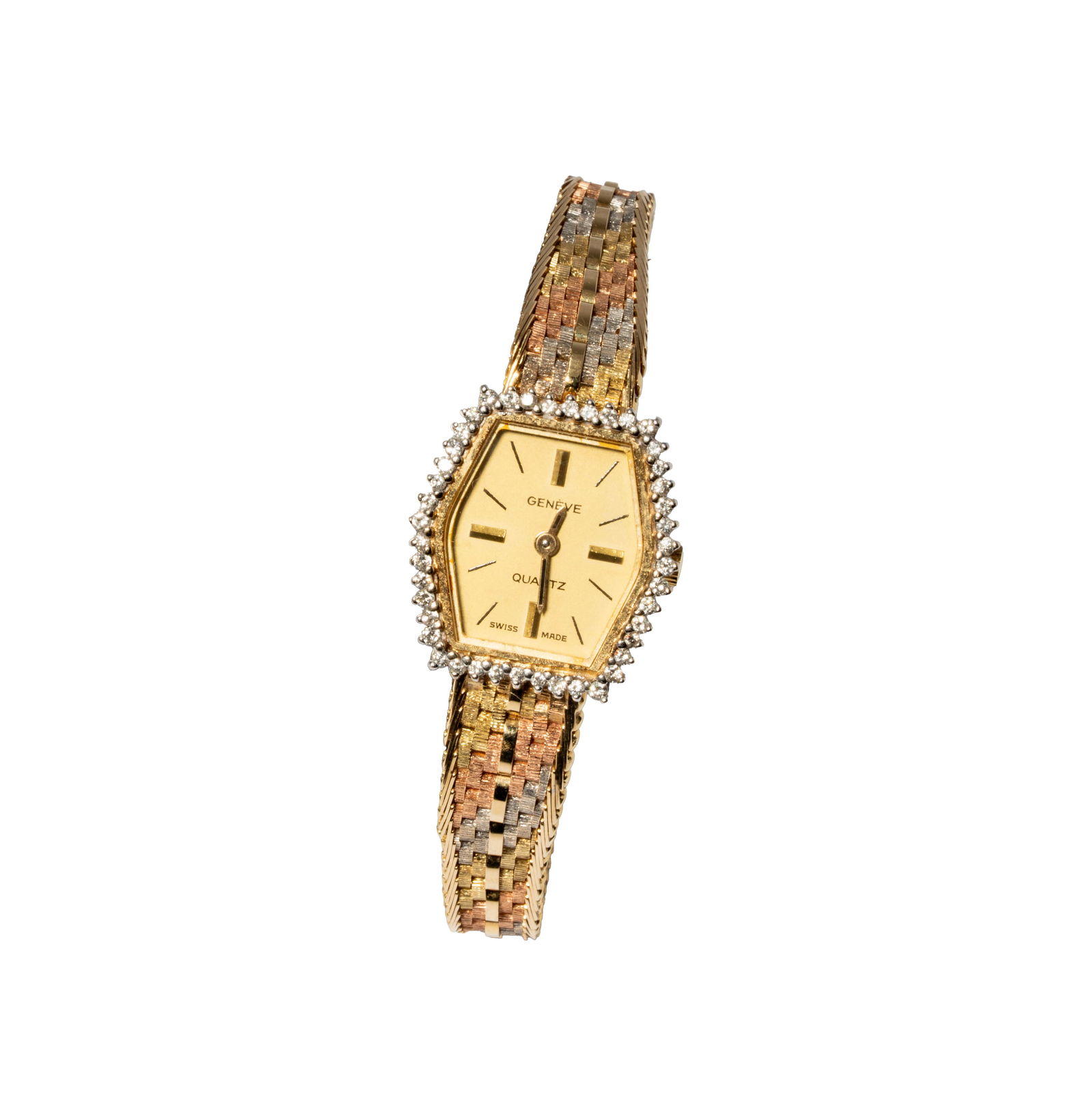 Swiss Tri-Color 14 Karat Gold & Diamond Watch (1 of 8)