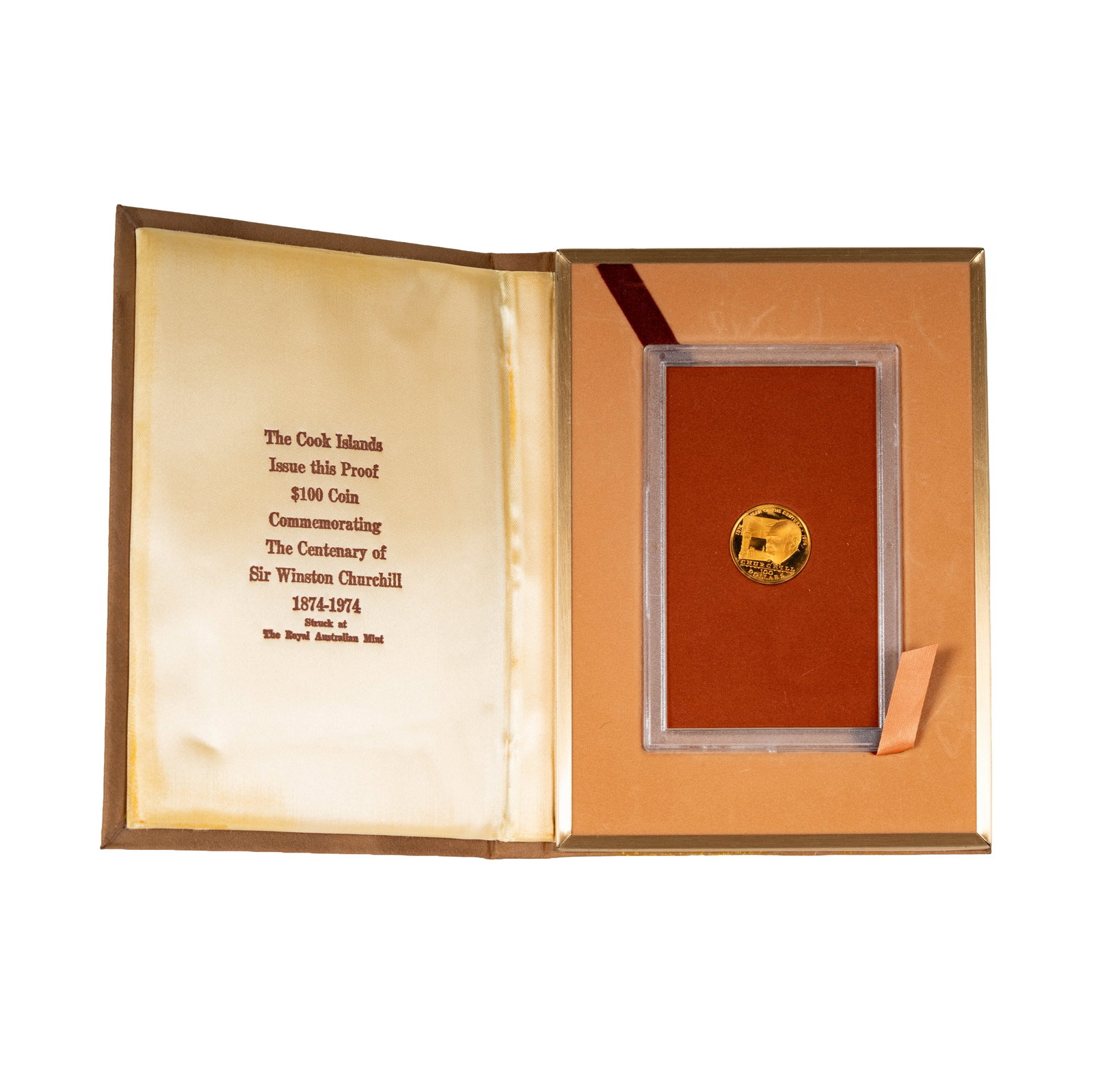 1974 Cook Islands $100 Gold Coin: with case and papers