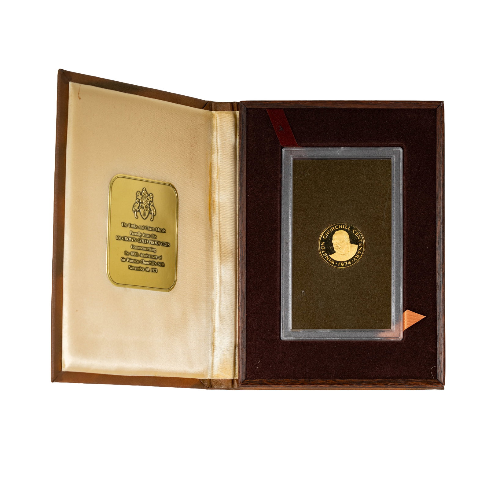1974 Turks and Caicos Islands 100 Crown Gold Coin: with case and papers