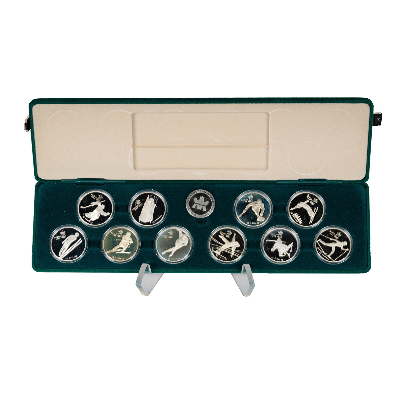 1988 Canada Calgary Olympics Collection of 10 $20.00 Silver Coins: set is complete, each coin is 1 pure ounce of silver