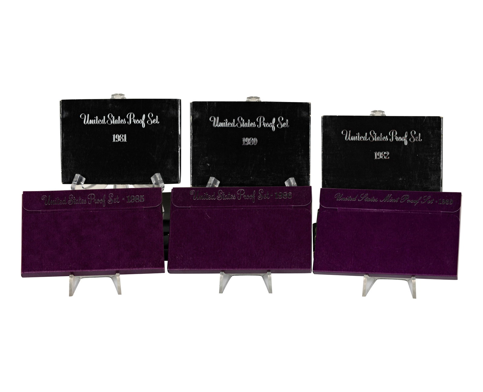 Collection of 39 US Proof Sets: 5-1973, 3-1974, 5-1975, 5-1976, 1-1977, 3-1978, 3-1979, 4-1980, 4-1981, 3-1982, 1-1985, 1-1986, 1-1989