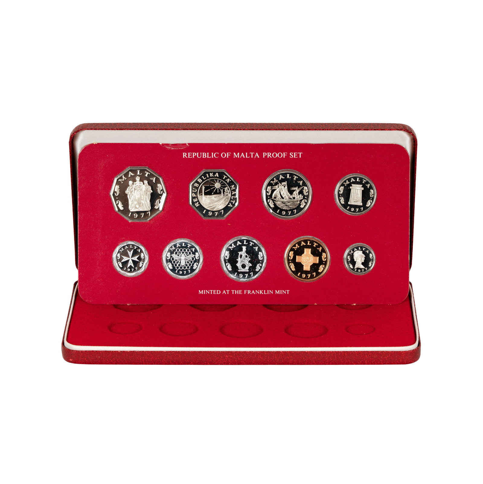 Malta Decimal Proof Set: 9 pieces with original box and papers