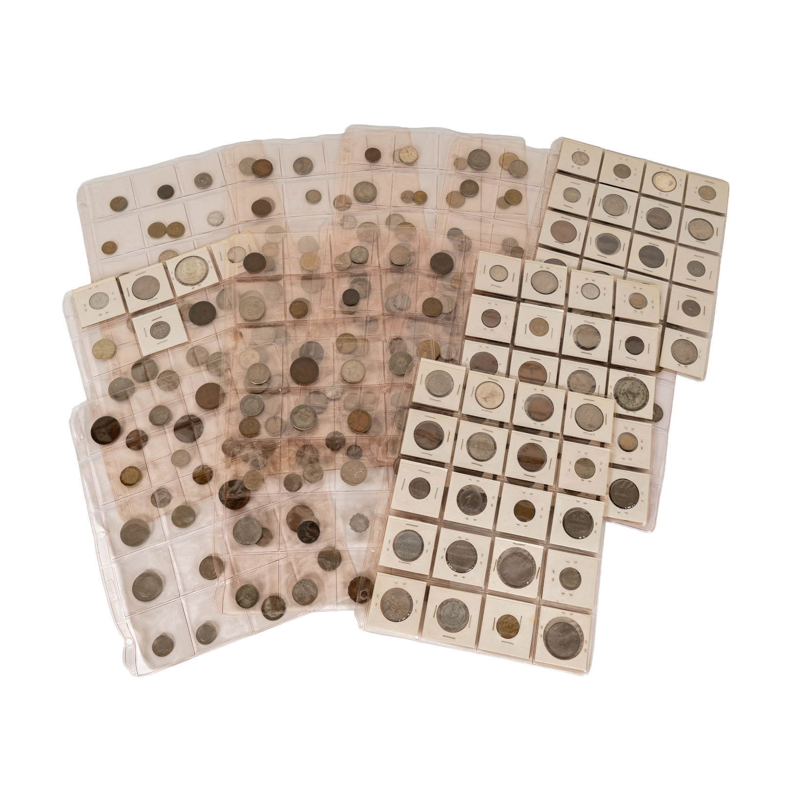 World Coin Collection in a Blue Binder: Approximately 279 Coins from Canada, Italy, Israel, Mexico, etc.