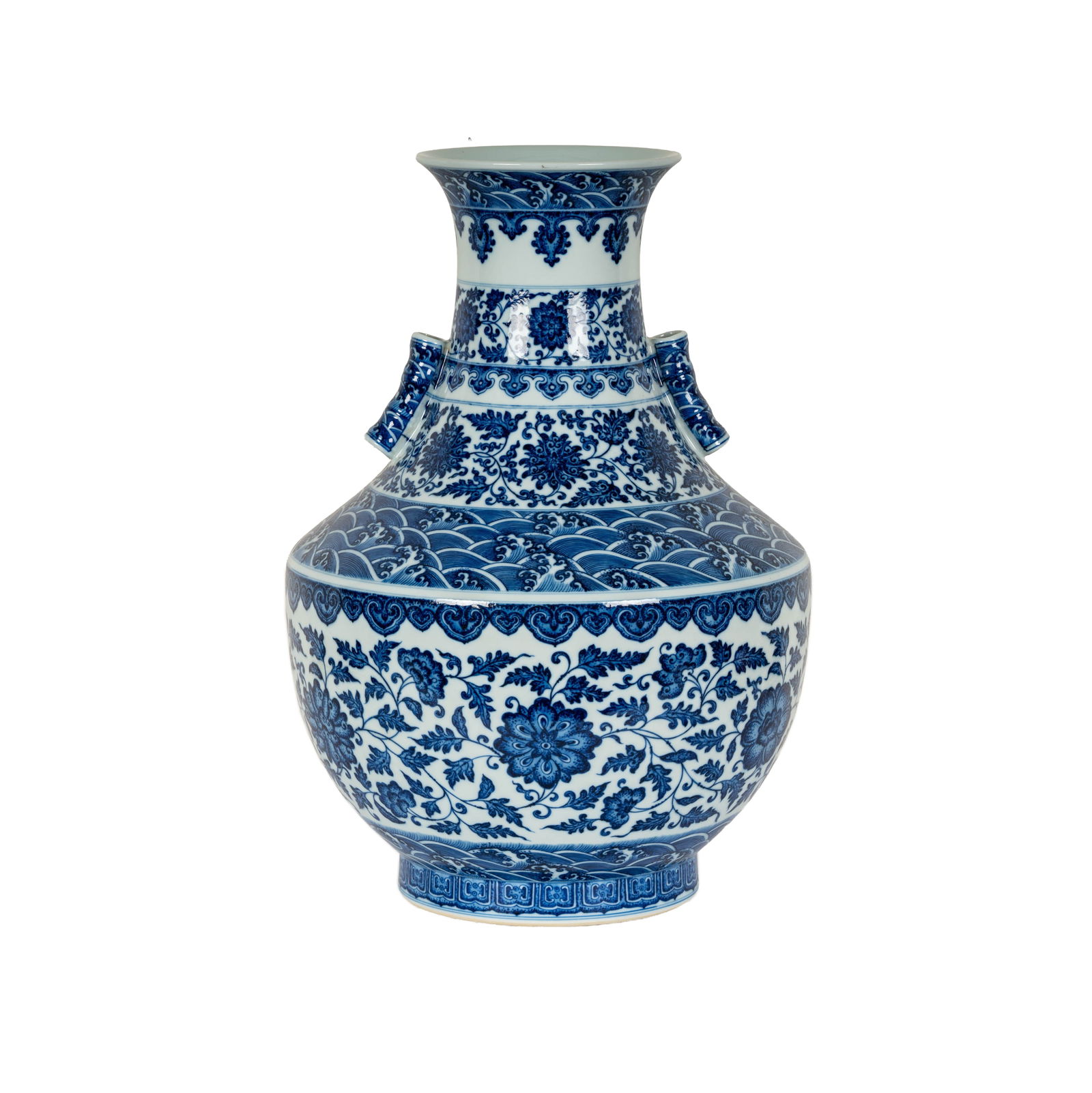 Chinese Blue and White Porcelain Vase: marked to underside, 21 in. high