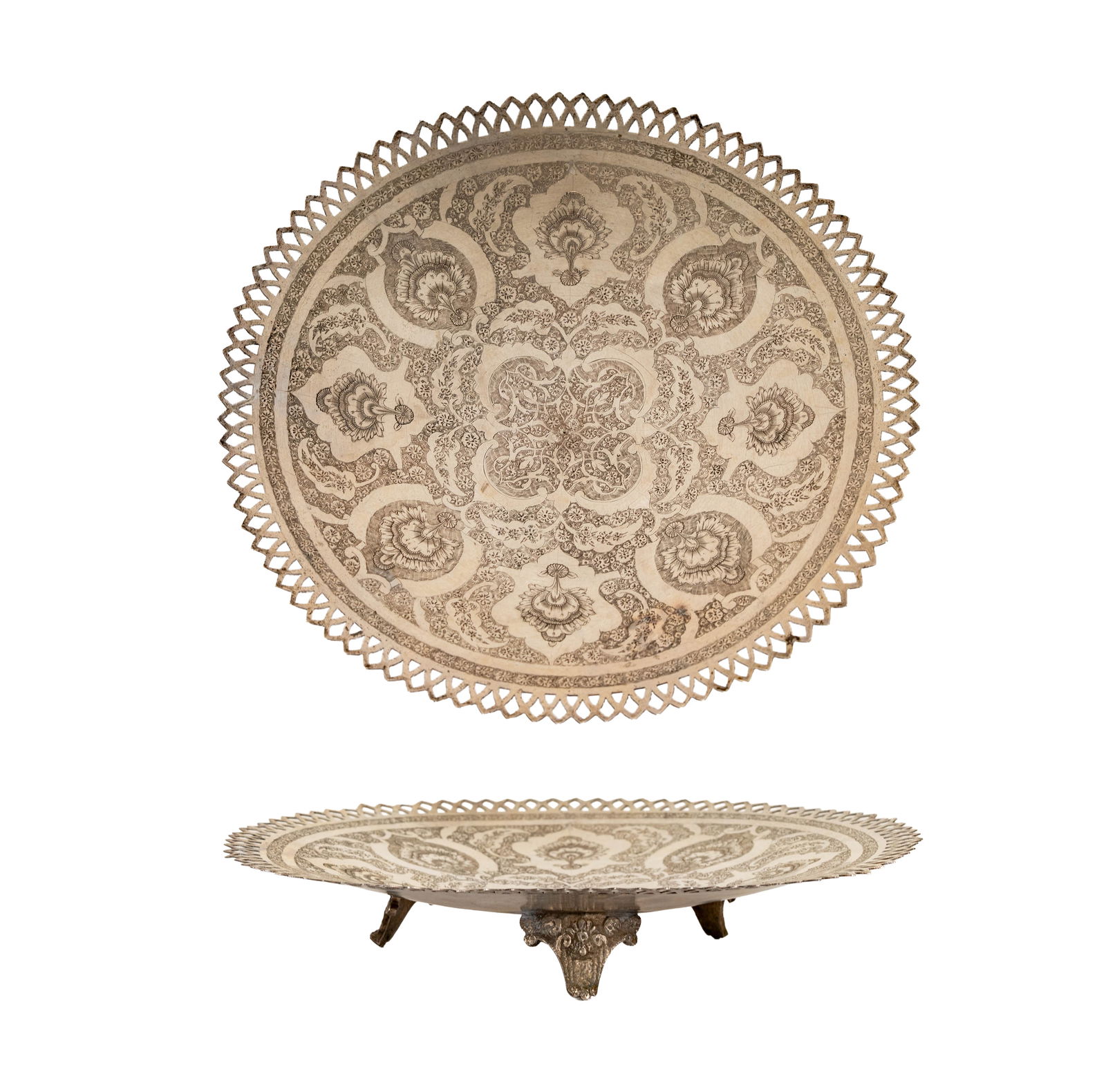 Persian .875 Silver Footed Bowl: marked for 84-standard, and with maker's mark, 10 1/2 in. dia.