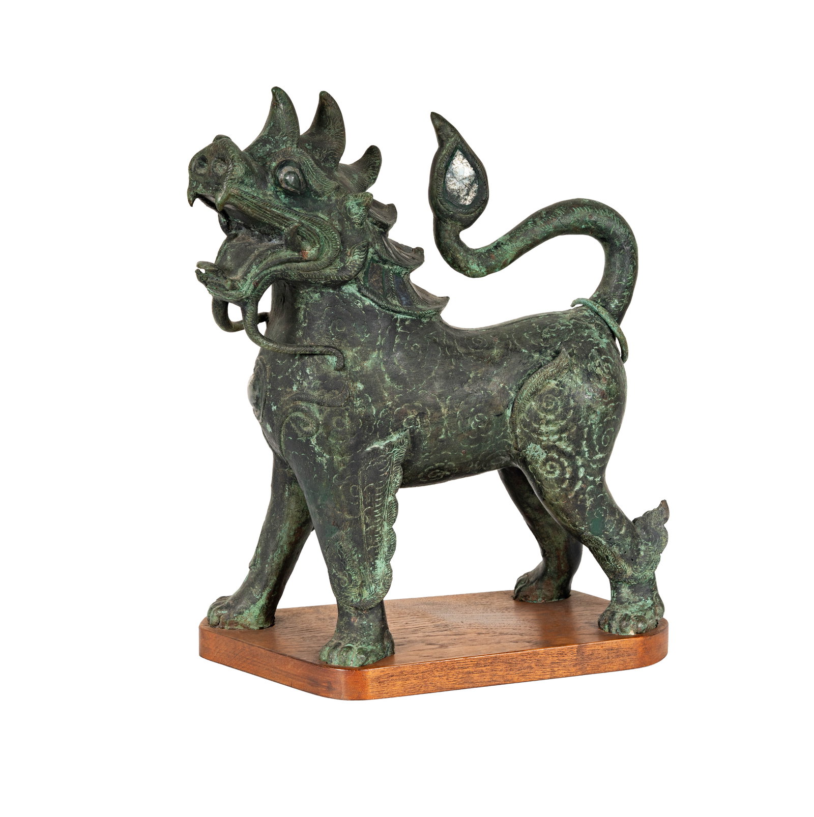 Chinese Archaic Bronze Qilin: 18 x 15 in. Property from a Beverly Hills Estate