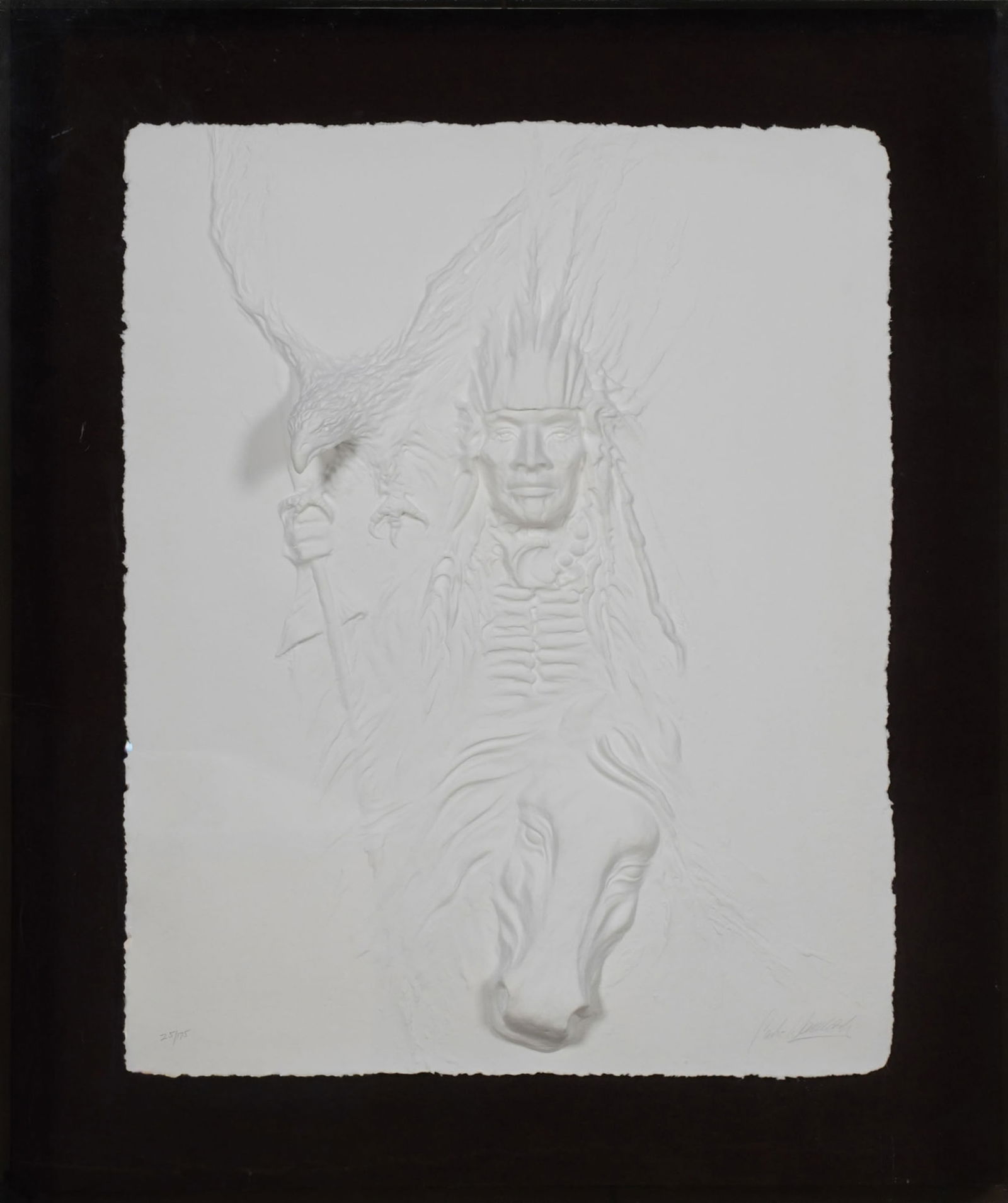 Paul Wunderlich (1927-2010), Indian Chief: bas relief on paper, ed. 25/175, signed and numbered, frame: 35 1/2 x 29 1/2 in.
