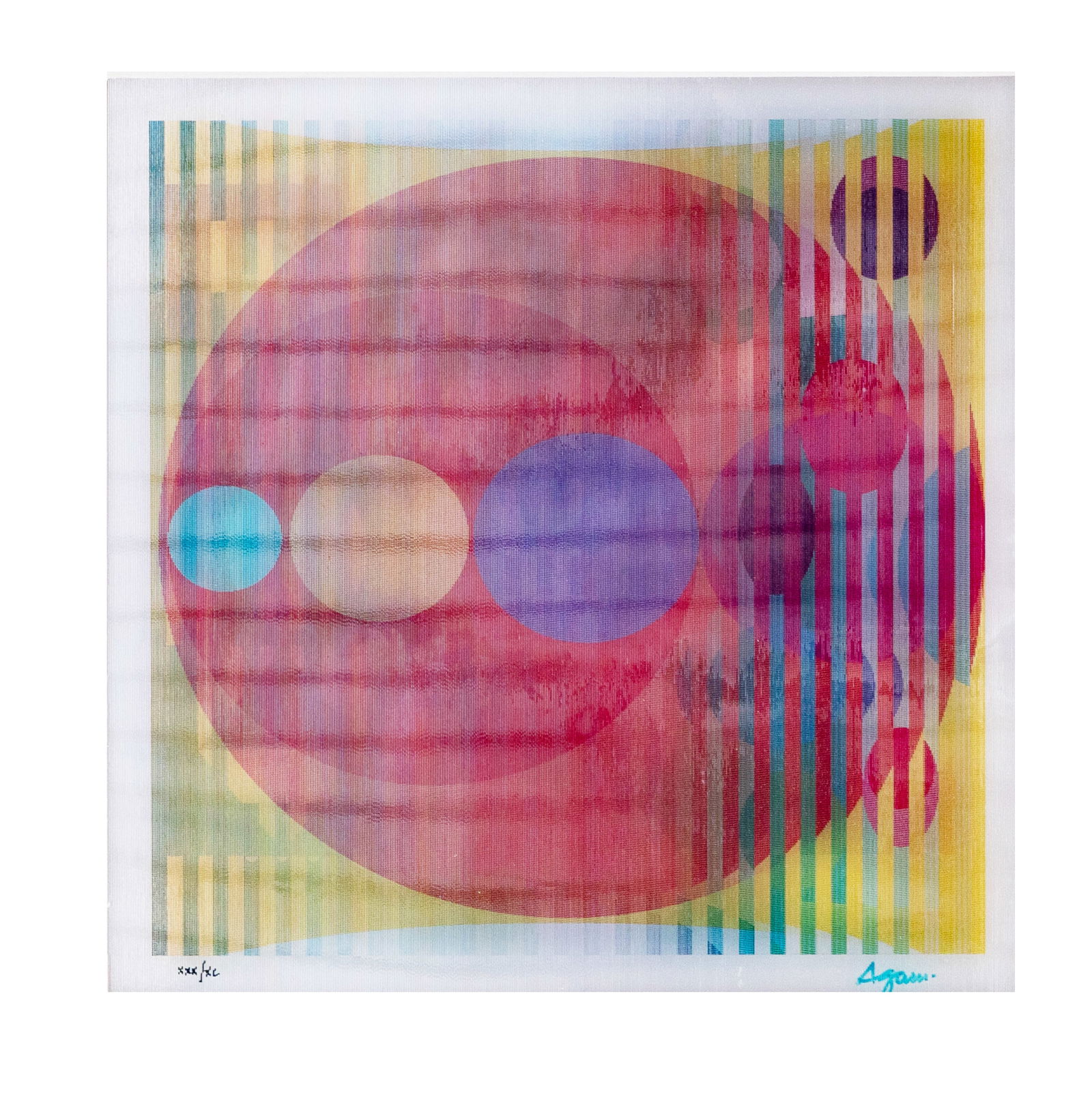 Yaacov Agam (b. 1928), Four Seasons: agamograph on acrylic, 2005, ed. xxx/xc, hand-signed and numbered, sight: 13 x 13 in., frame: 23 1/4 x 23 1/4 in.