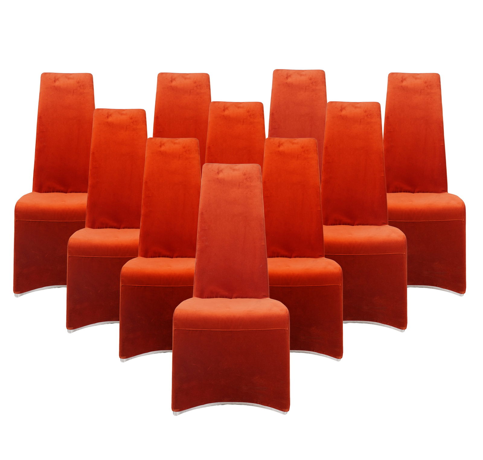 Set of Ten Bonaldo Italian Dining Chairs: with label "Bonaldi Made in Italy", 43 x 18 x 22 in., seat height: 19 in.