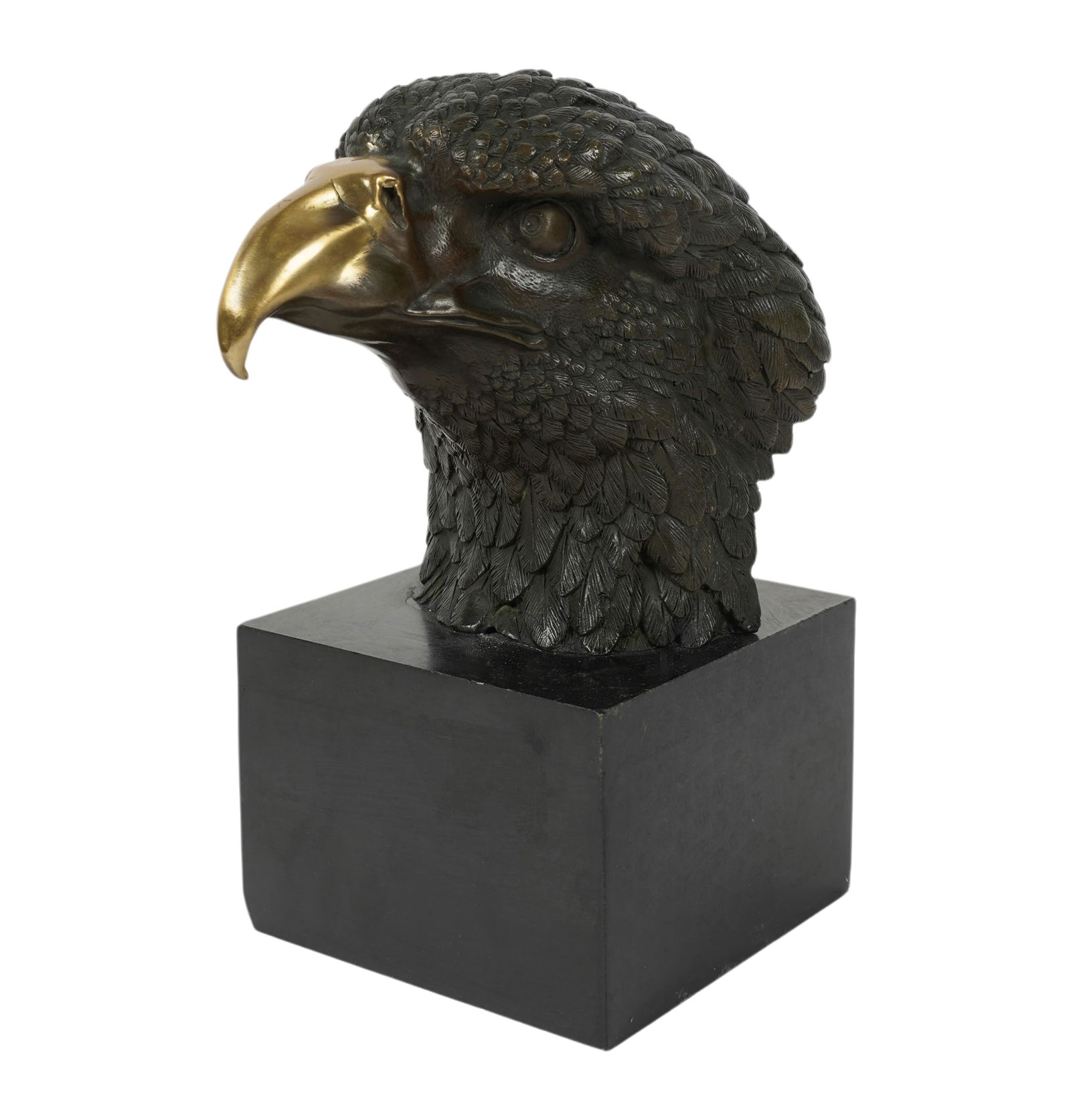 Patinated Bronze Head of a Bald Eagle: signed "Lobo" in casting, overall: 10 3/4 x 9 x 5 1/2 in.