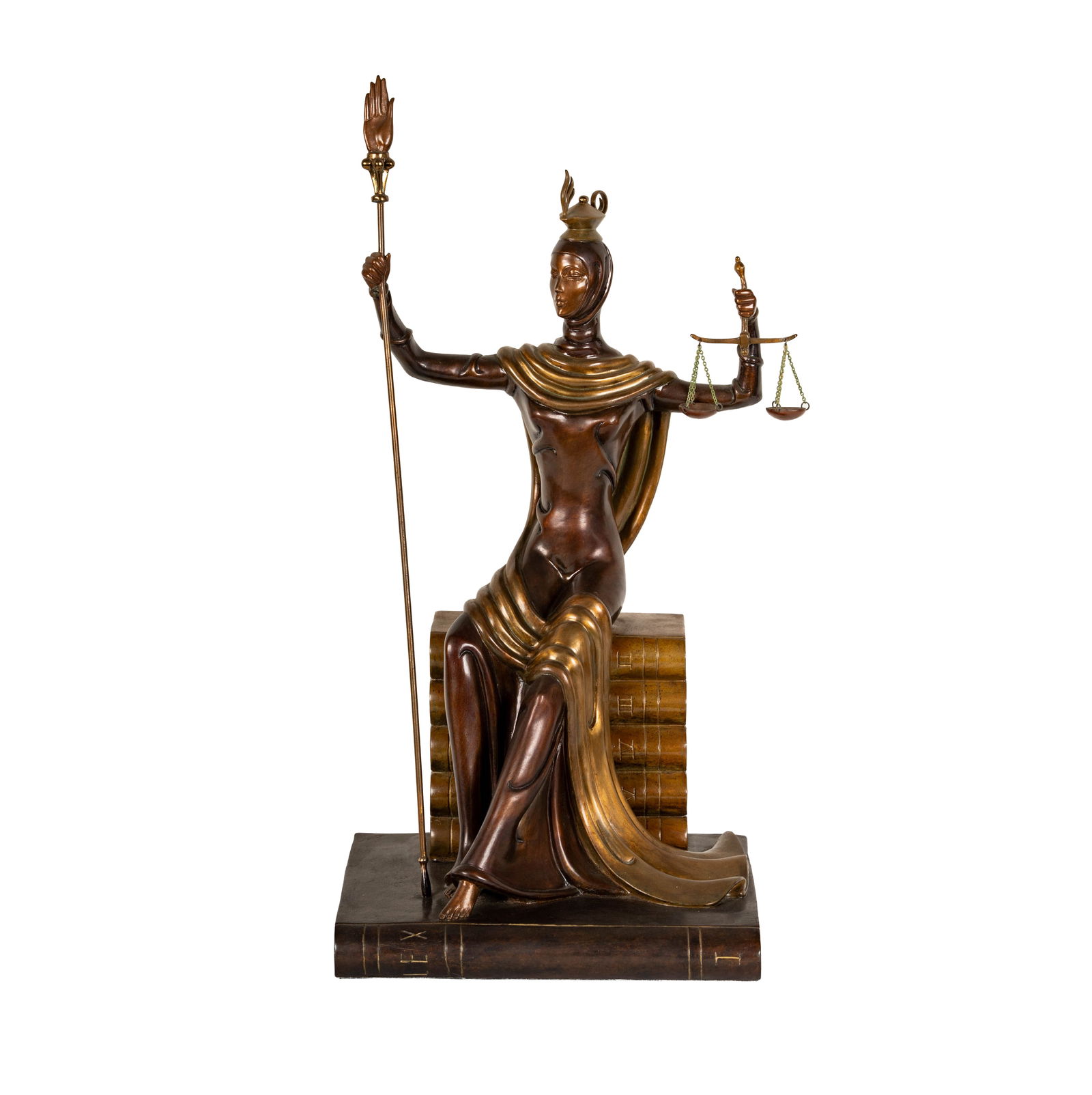 Erte (Romain De Tirtoff 1892 - 1990), Justice: bronze, 1984, ed. 61/500, signed, dated, numbered and inscribed "Fine Art Acquisitons" in casting, 20 1/2 x 10 x 8 1/2 in.