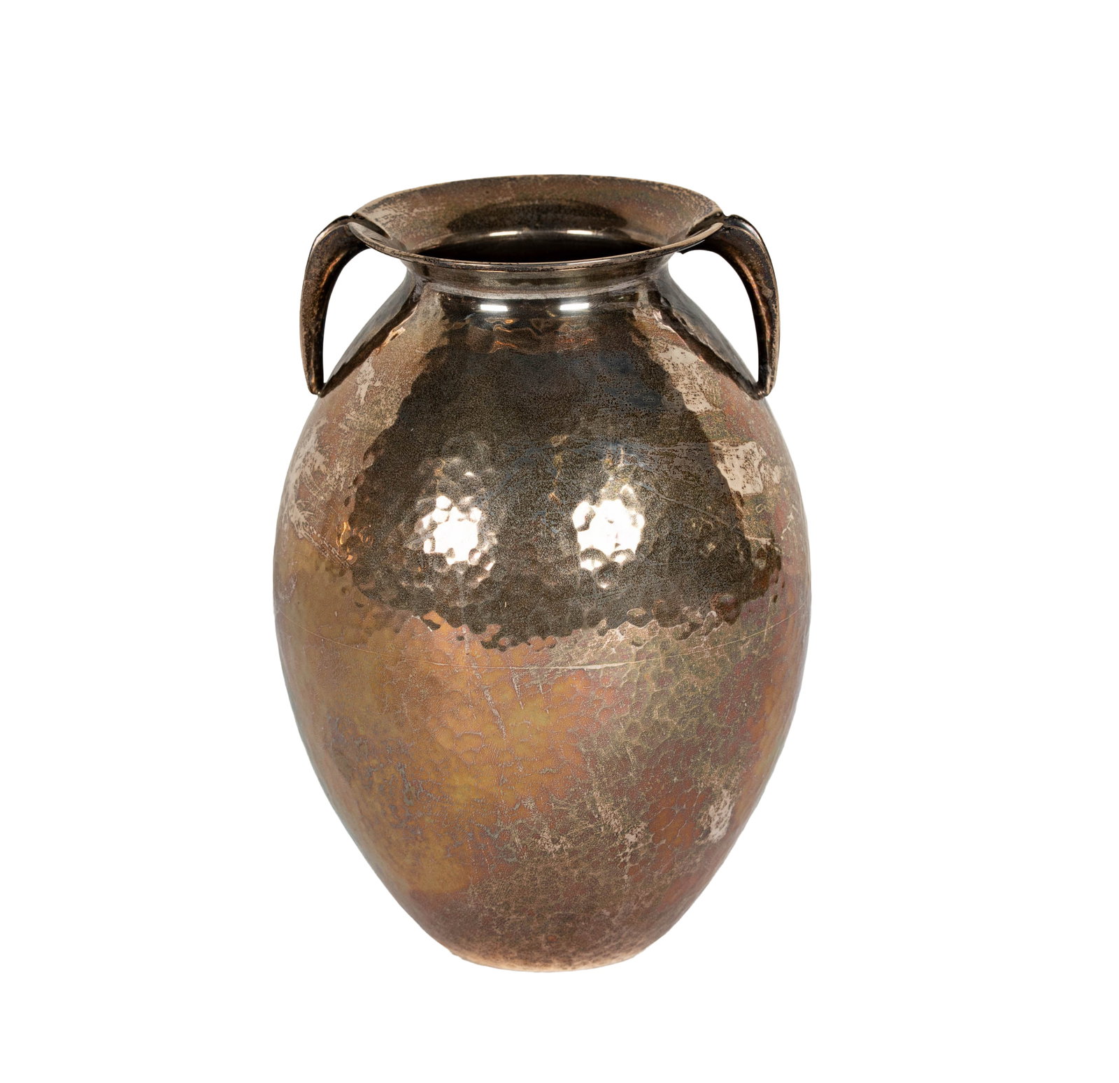 Greek Hammered Sterling Vase: marked "Hand Work" (in Greek) and "925" to underside,