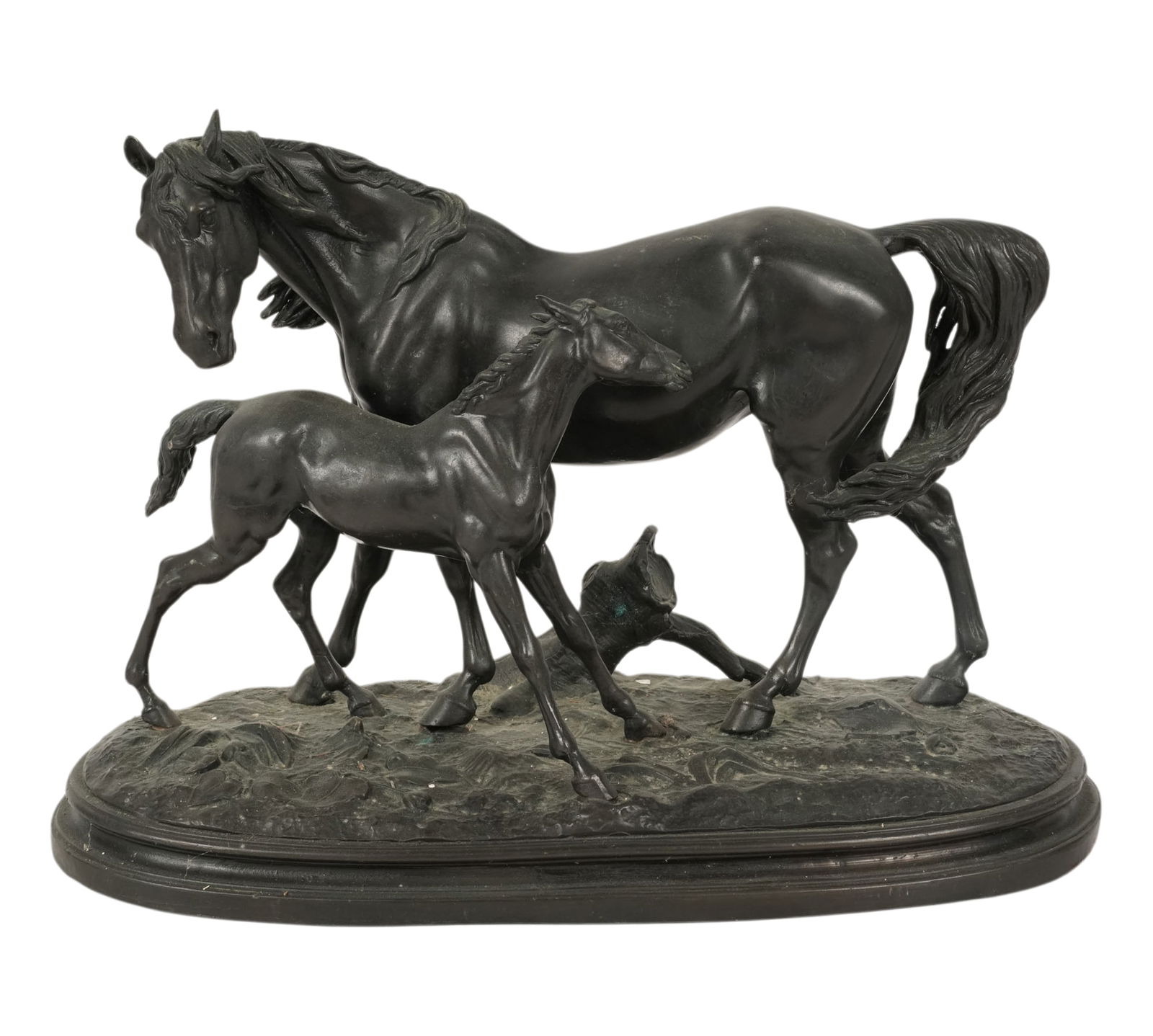 After P.J. Mene, Horse Group: signed in casting, 9 1/2 x 14 x 6