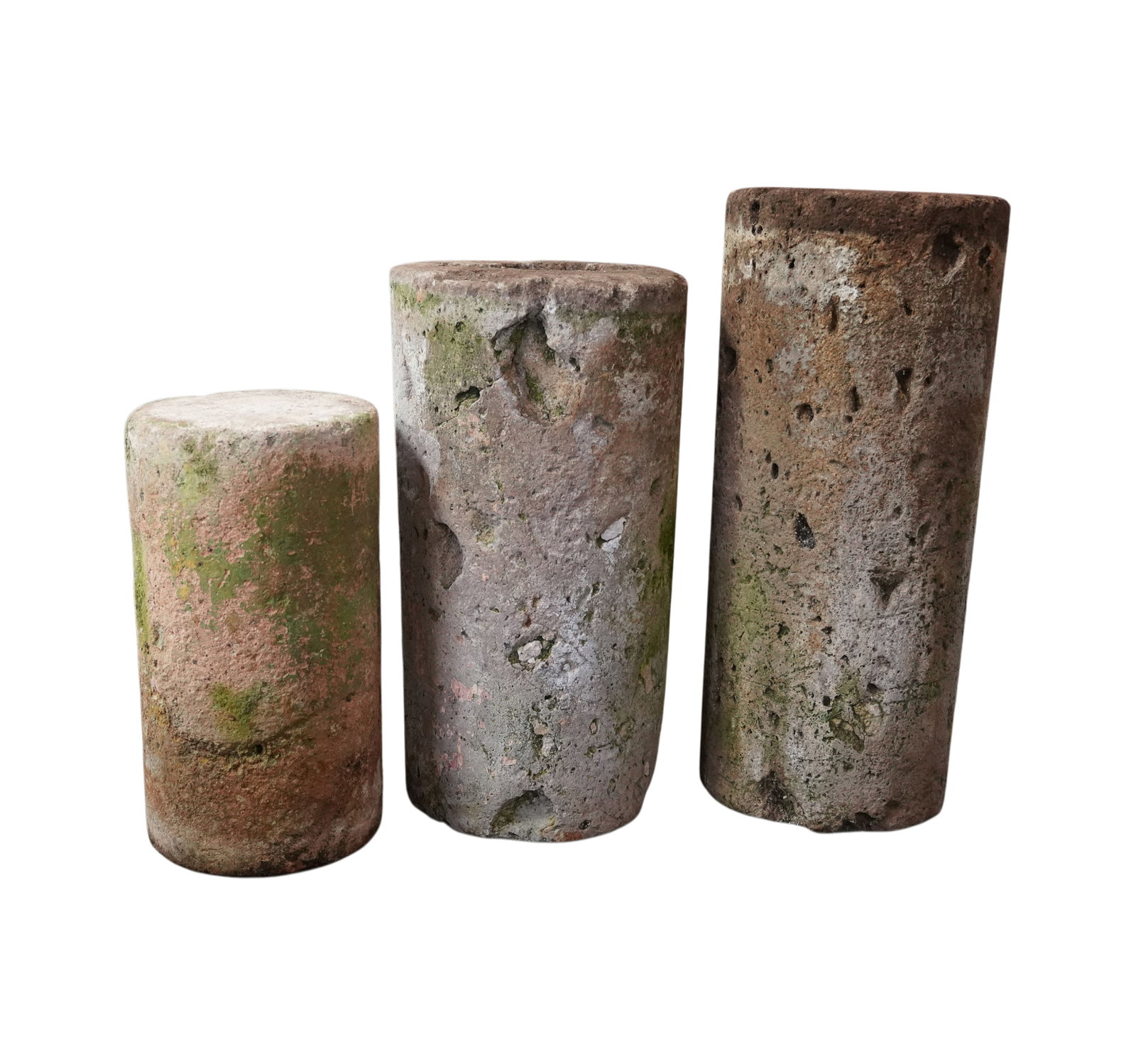 Three Antique Guatemalan Stone Columns: ranging from 22 3/4 x 12 in. to 33 1/2 x 14 1/2 in.