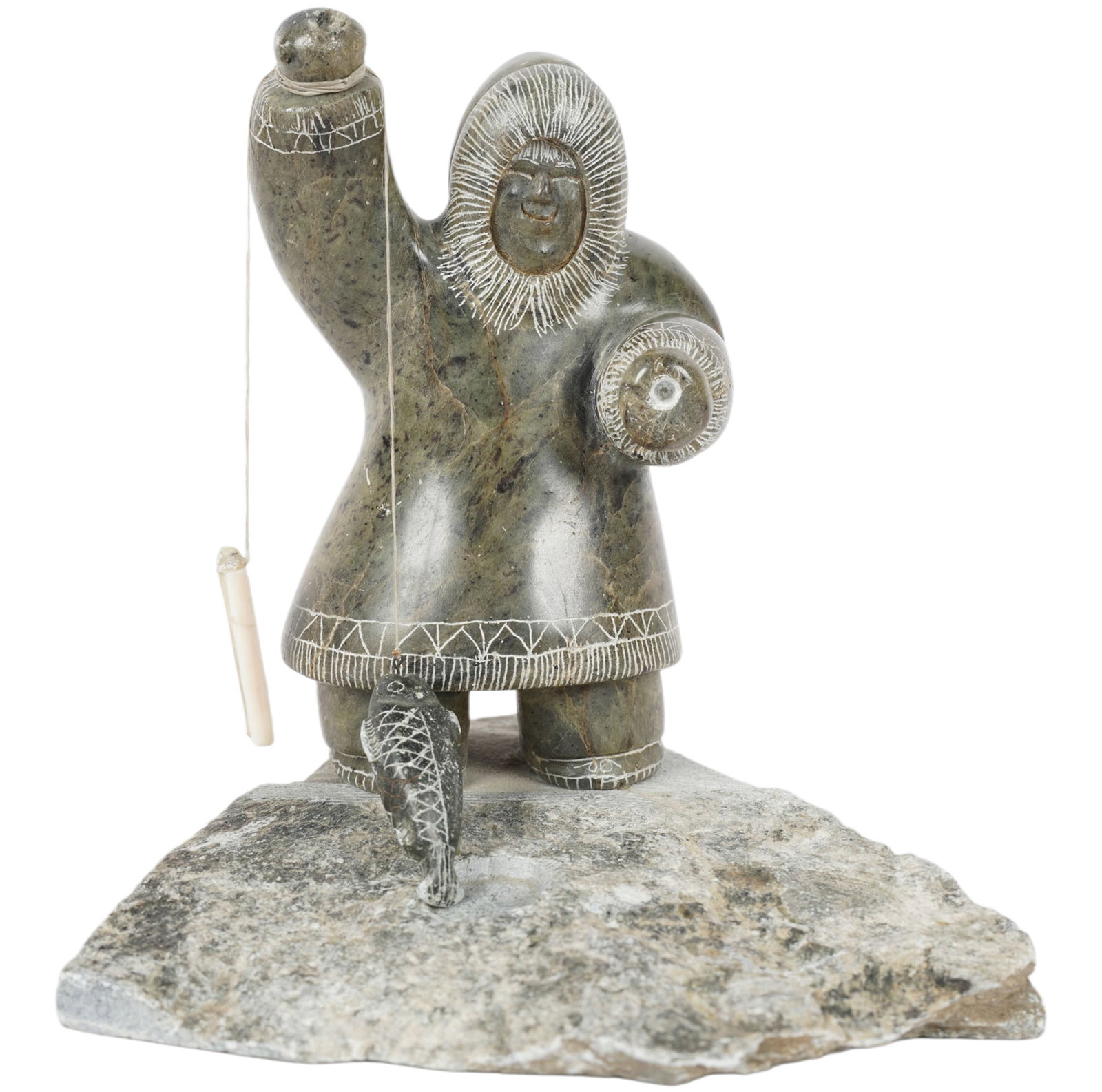 Inuit Figural Stone Carving: 7 1/4 x 6 1/4 x 6 3/4 in.