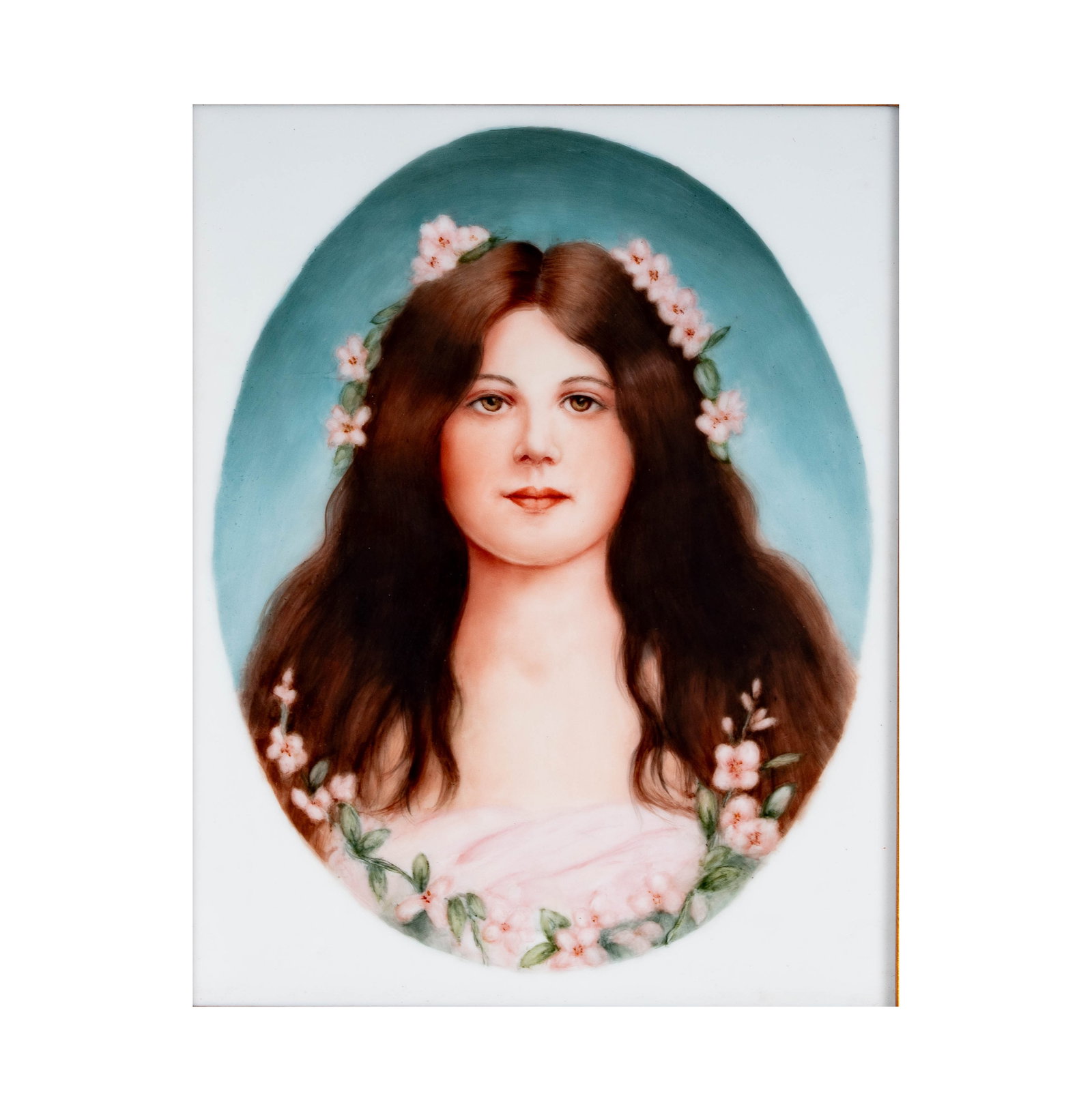 Porcelain Plaque of a Woman: 9 1/2 x 7 1/2 in. (24.1 x 19.1 cm.), Frame: 15 x 13 in. (38.1 x 33 cm.)