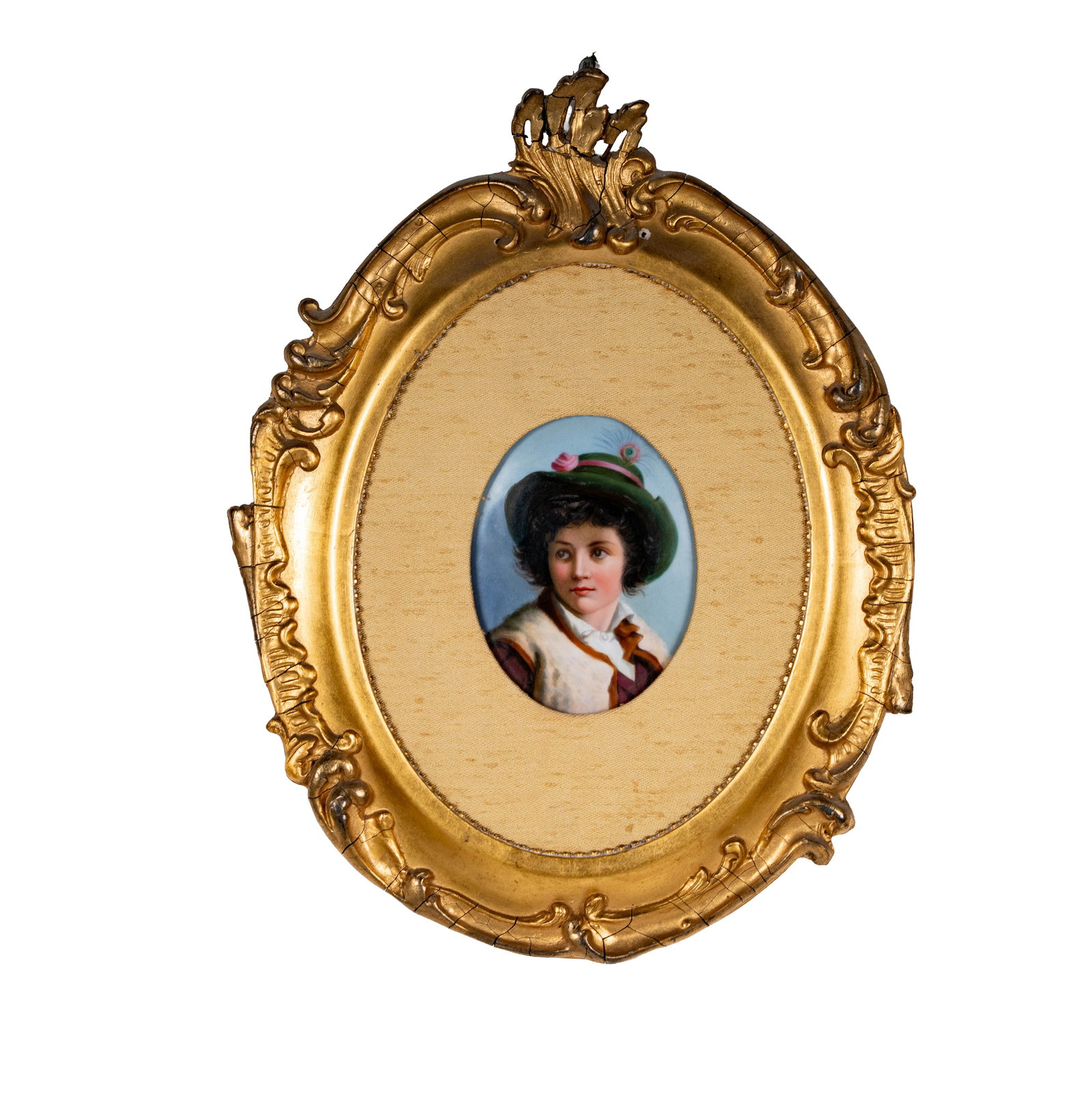 Porcelain Plaque of a Boy: 4 1/4 x 3 1/4 in. (10.8 x 8.3 cm.), Frame: 13 x 10 in. (33 x 25.4 cm.)
