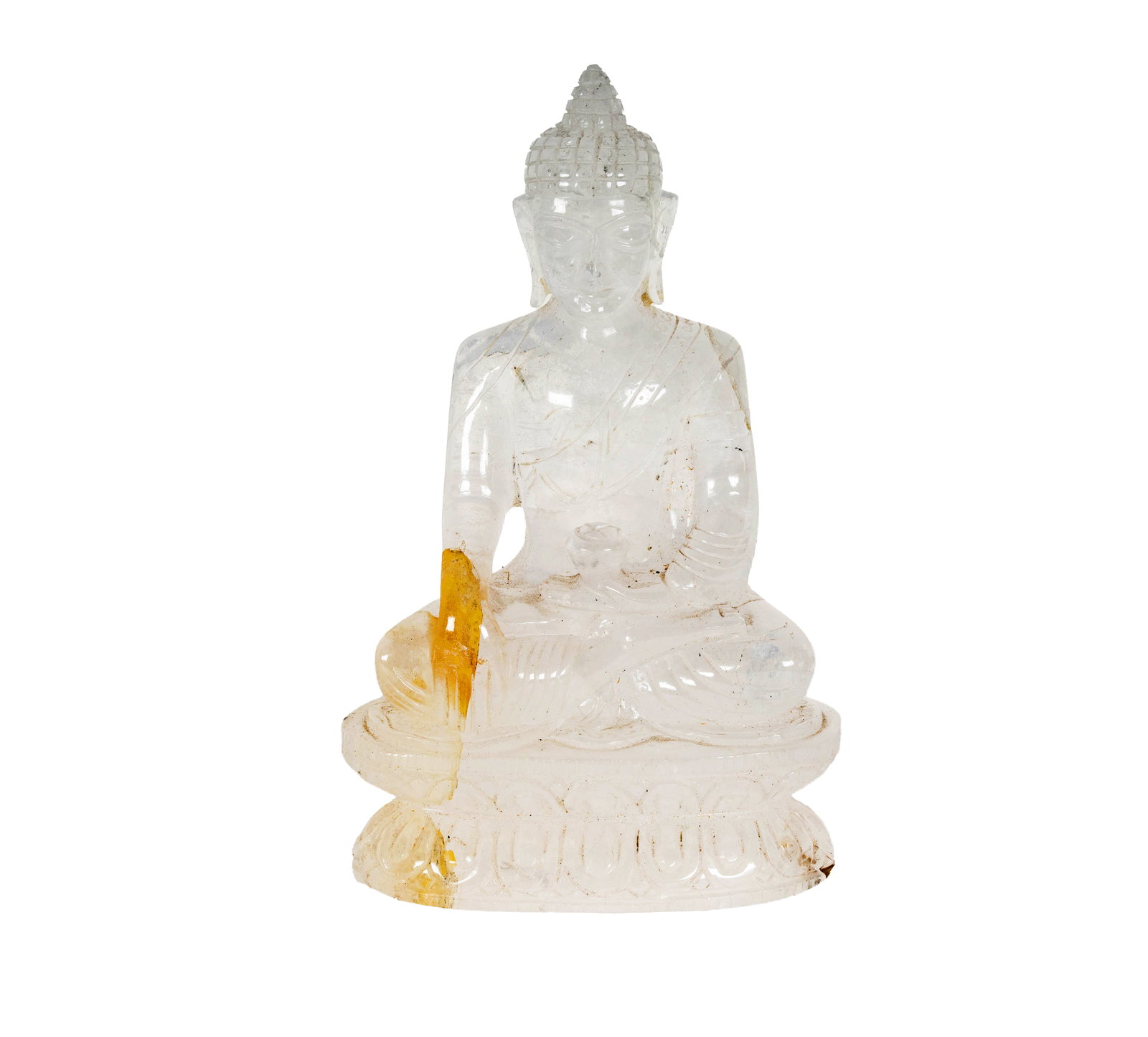 Rock Crystal Figure of Buddha: 9 1/2 x 5 1/2 x 2 1/2 in,