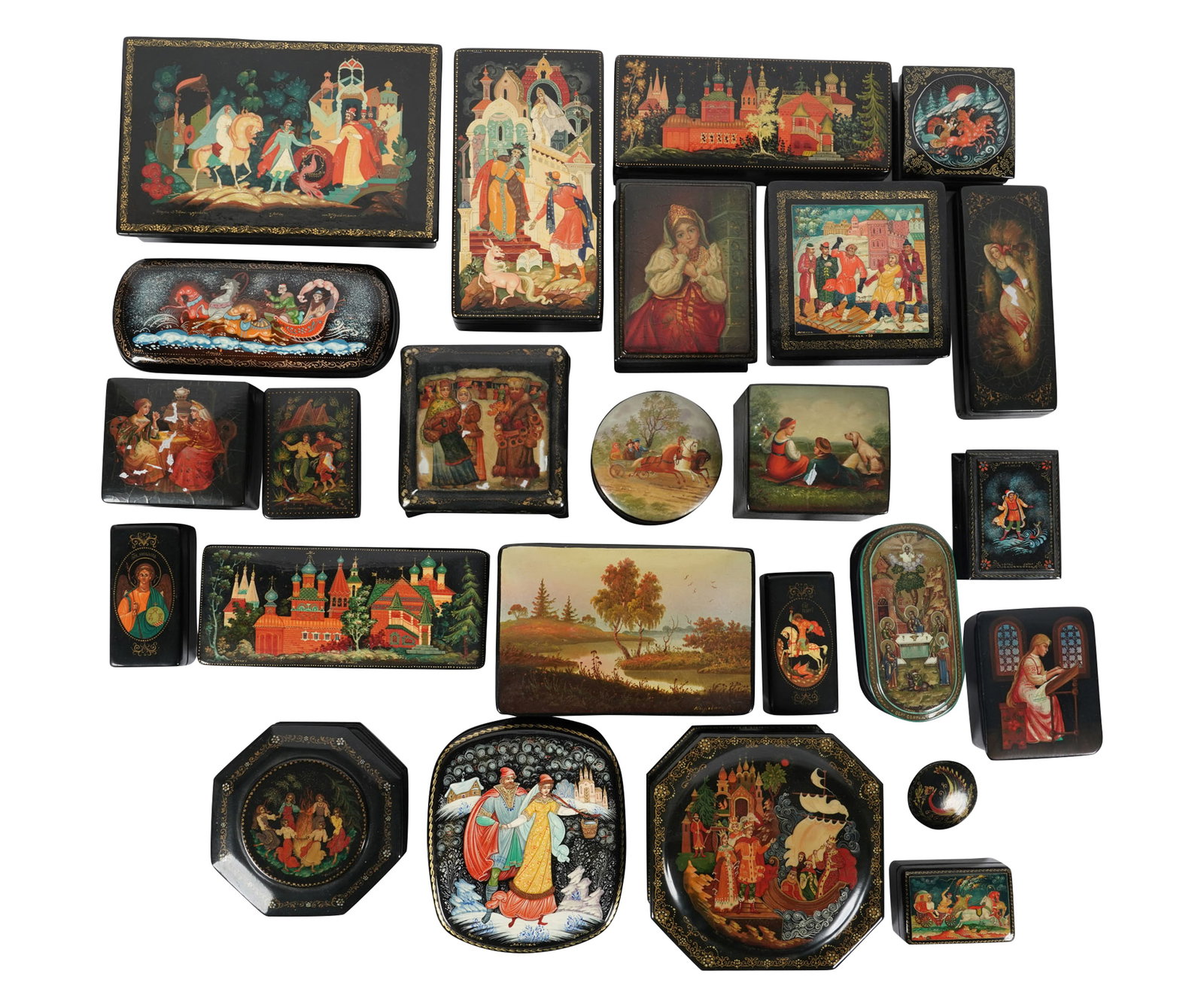 Group of Russian Lacquer Boxes (1 of 15)