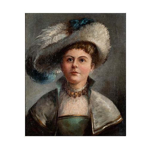19th Century, Portrait of Lady: oil on canvas, relined; signed illegibly and dated lower left, 12 x 10 in., frame: 17 x 15 in.