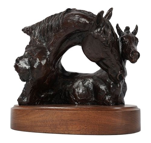 Cynthia Rigden (1943-2018), T.L.C.: patinated bronze, ed. 12/15, signed and numbered in casting, overall: 9 1/4 x 10 1/2 x 6 in.