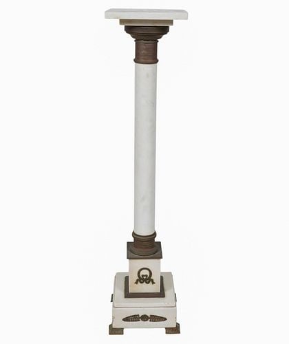 Empire-Style Marble Pedestal: with gilt metal mounts, 43 1/2 x 10 x 10 in.