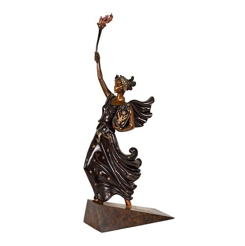 Erte (Romain De Tirtoff 1892 - 1990), Liberty, Fearless and Free: bronze, 1984, ed. 67/500, signed, dated, numbered and inscribed "Fine Art Acquisitions" in casting, 28 1/2 x 12 x 5 1/4 in.