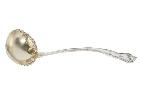An American Sterling Ladle: Frank Smith Silver Co., Gardner, MA, in the "Number Two" pattern (introduced 1918), monogrammed "A" to terminal, with maker's mark and further marked "Sterling", appr