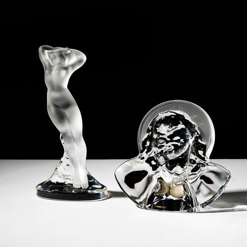 Two Lalique Figural Sculptures: tallest: 9 1/2 x 4 1/2 x 3 in.