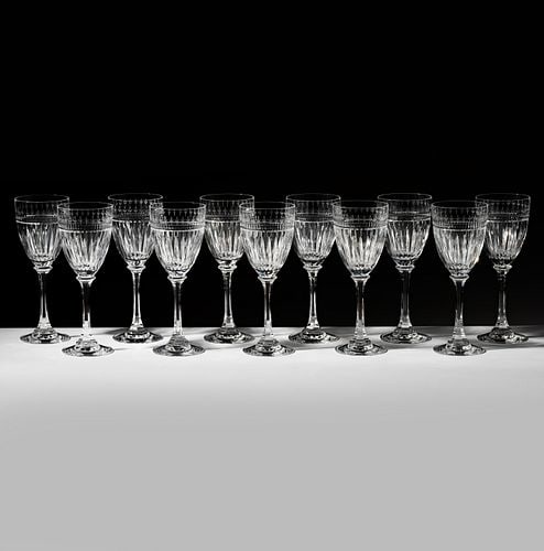 Large Rogaska Linear Accents Etched Stemware Service - 11