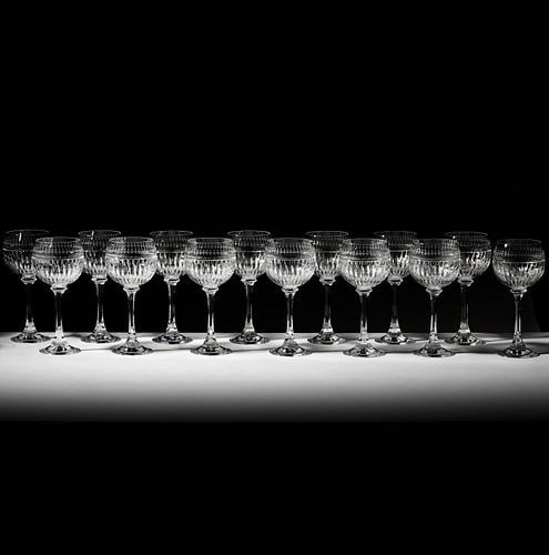 Large Rogaska Linear Accents Etched Stemware Service - 12