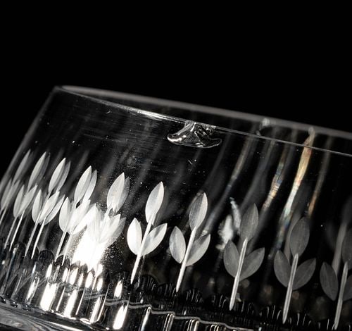 Large Rogaska Linear Accents Etched Stemware Service - 16