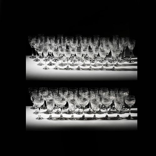 Large Etched Stemware Service: unmarked