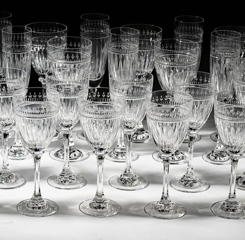 Large Rogaska Linear Accents Etched Stemware Service - 3