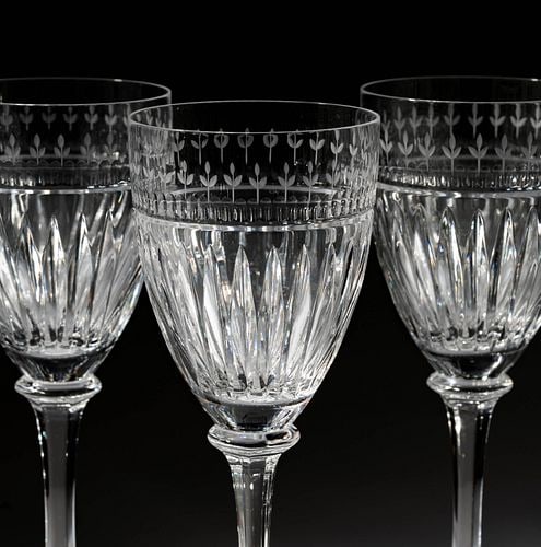 Large Rogaska Linear Accents Etched Stemware Service - 6