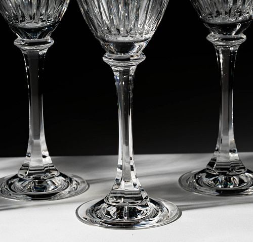 Large Rogaska Linear Accents Etched Stemware Service - 7