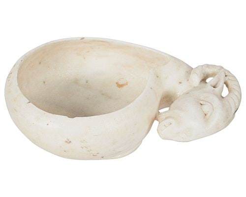 Archaic Carved Marble Bowl: 4 1/2 x 12 x 8 in.